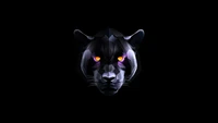 Stylized Black Panther Head with Glowing Eyes on Black Background