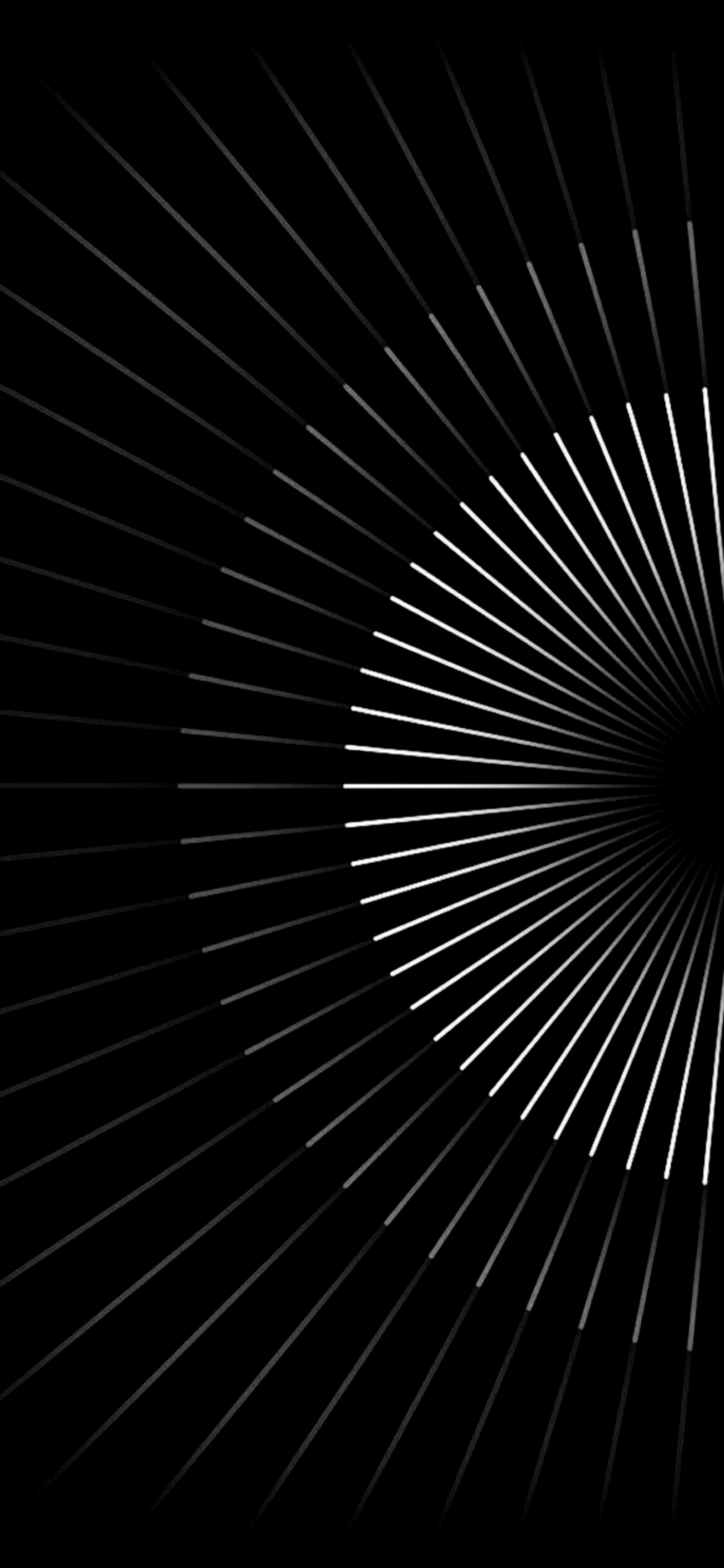 A close up of a black and white photo of a sunburst (oled, black and white, line, colorfulness, pattern)