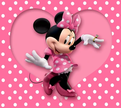 mignon, minnie, souris, rose, pois