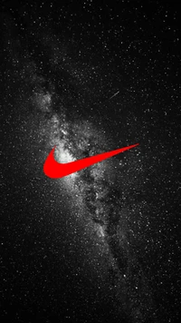 nike, universe, space, black and white, red wallpaper