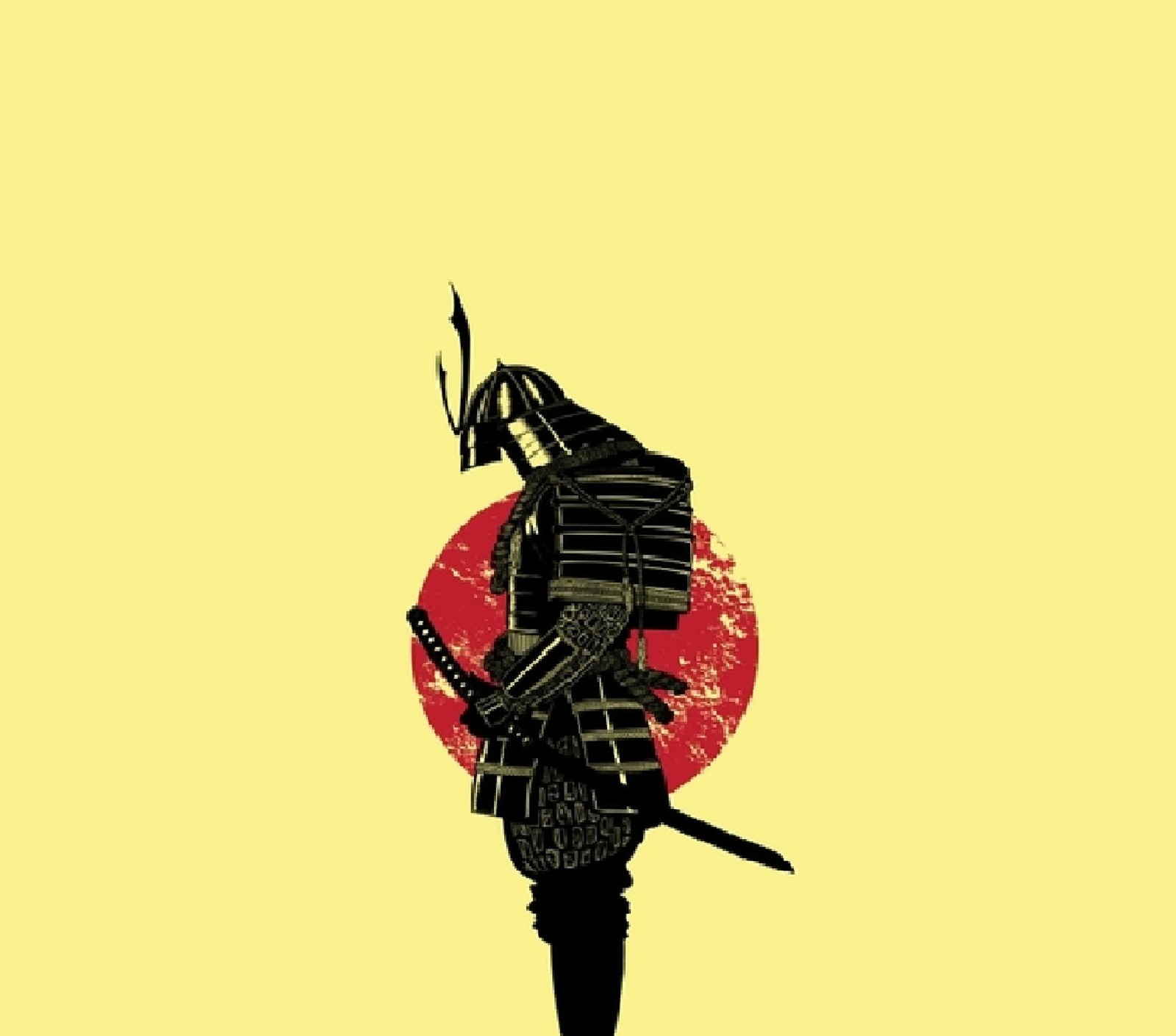 Un homme en costume de samouraï tenant une épée et un soleil rouge (anime, chine, japonais, katana, n6)