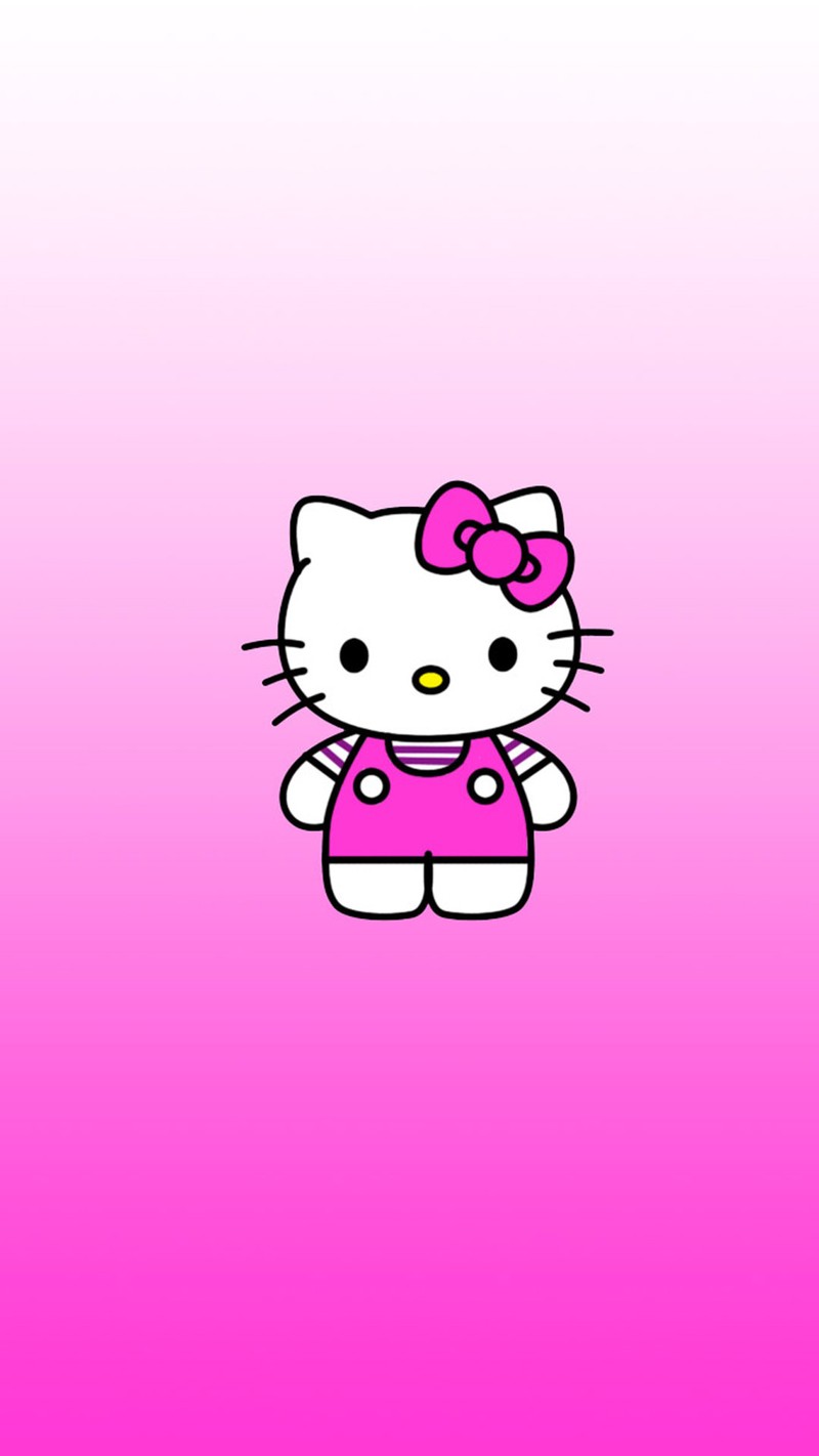 Обои hello kitty (счастливый, розовый)