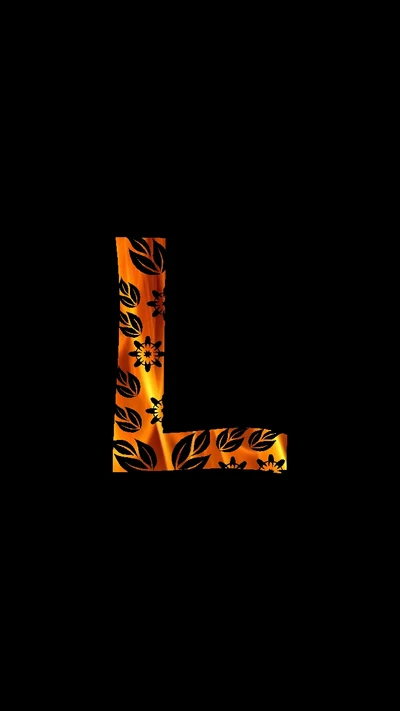 Stylized "L" Letter with Floral Design on Black Background