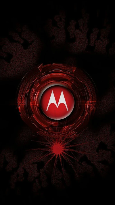 Logo rouge de Motorola sur un fond sombre