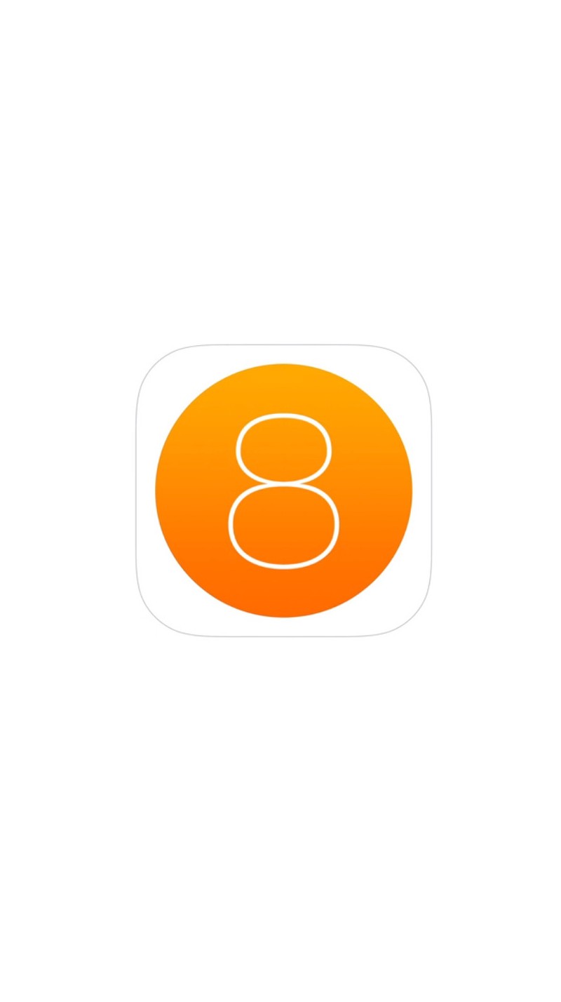 Оранжевая иконка на белом фоне (ios, ios 8, ios 8 logo, iphone, wwdc)