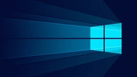 Minimalistisches Windows 10-Logo mit blauem Hintergrund