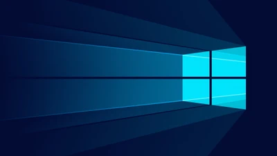 Logo minimalista de Windows 10 con fondo azul