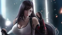 Tifa Lockhart from Final Fantasy VII Remake in a dynamic pose.