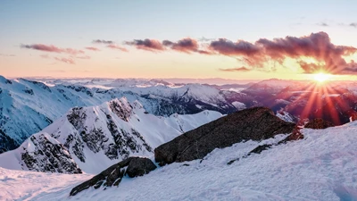 formas montanhosas, montanha, neve, inverno, cadeia de montanhas