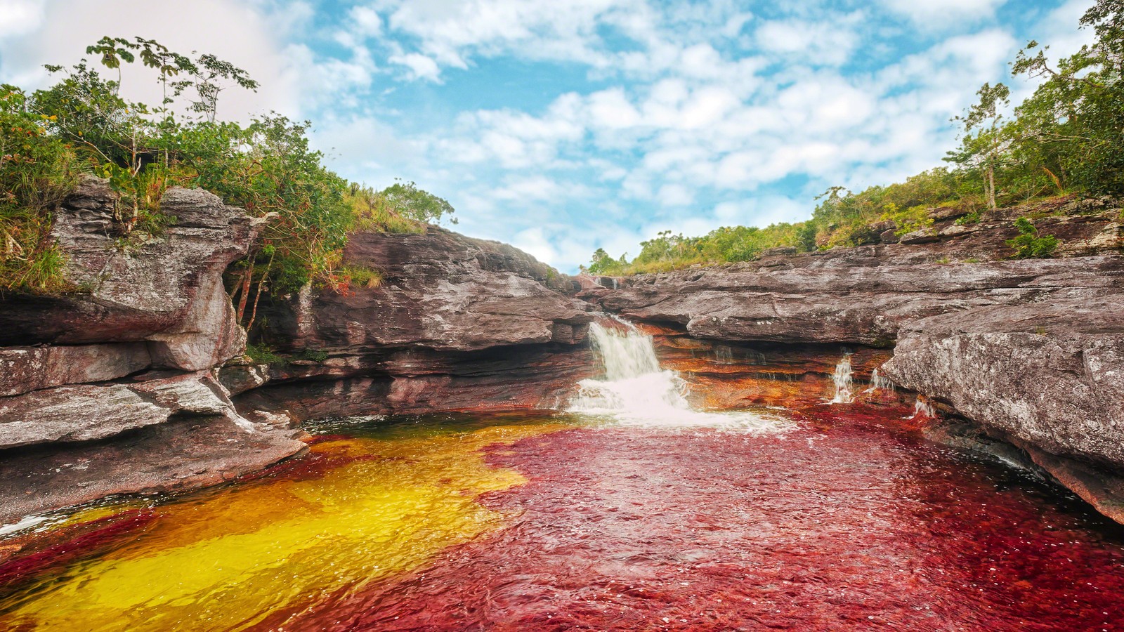 Lade fluss, gewässer, wasserfall, natürliche landschaft, natur Hintergrund herunter