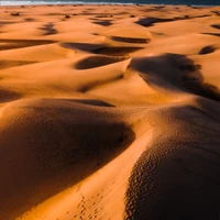 Areias cantantes de uma paisagem de erg iluminada pelo sol