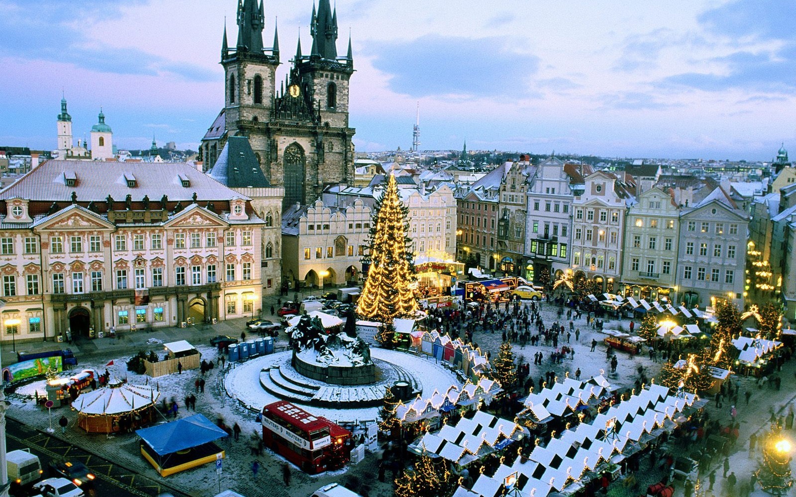 old town square, prague astronomical clock, christmas market, landmark, city Download Wallpaper