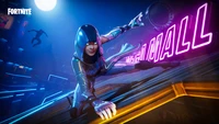 Vibrant Fortnite Skin in Action: Nighttime Battle Royale Adventure