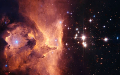 Nebulosa vibrante iluminando un cosmos lleno de estrellas