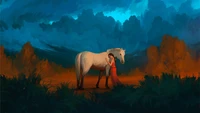 Embracing Nature: A Serene Connection Between Girl and Horse in a Vibrant Landscape