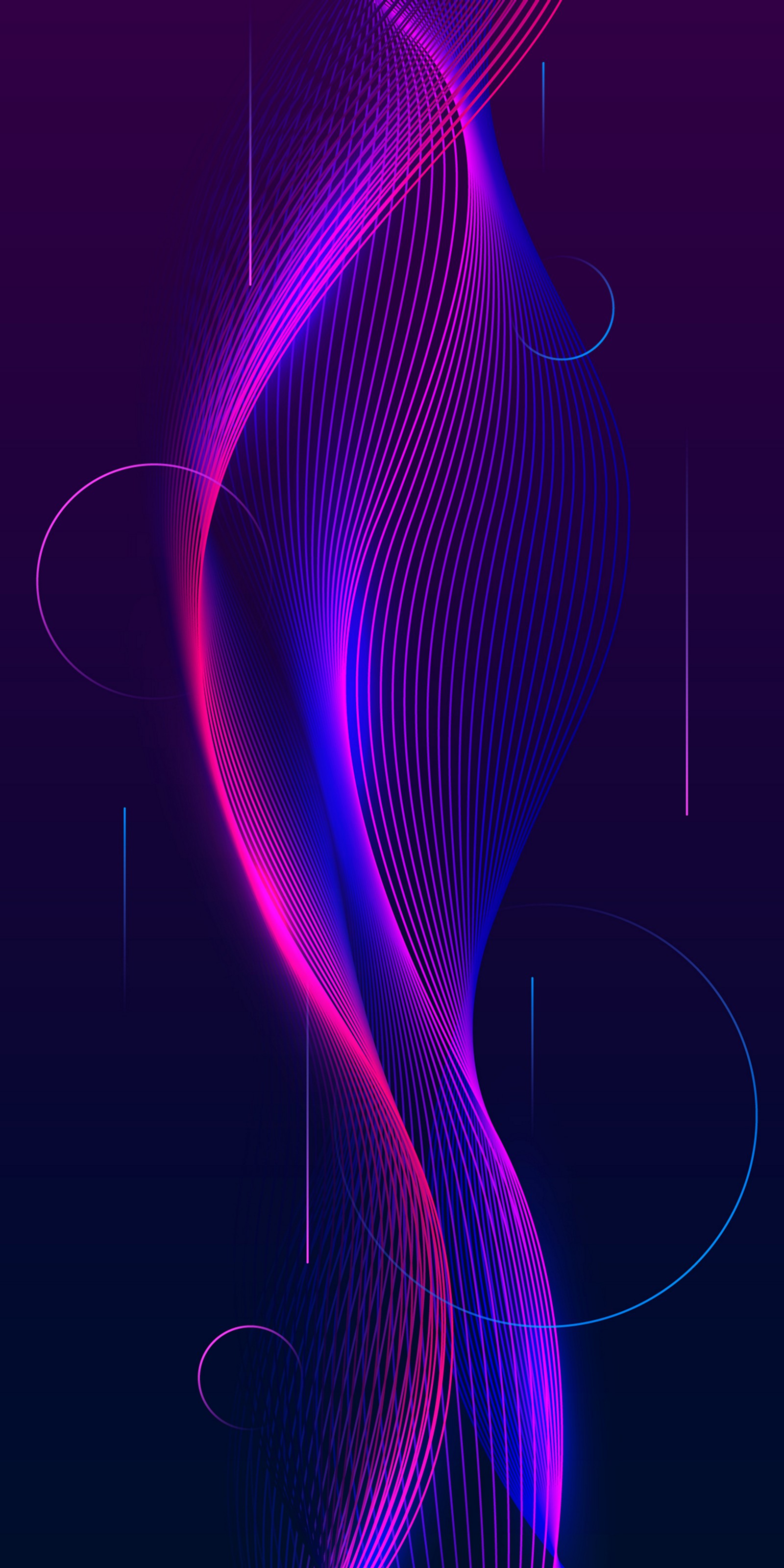 Un gros plan d'une vague colorée de lignes sur un fond sombre (lumière, violet, rose, magenta, éclairage deffets visuels)