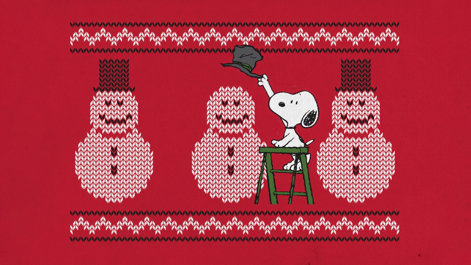 Baixar papel de parede snoopy, boneco de neve, fundo de natal, fundo vermelho, 5k