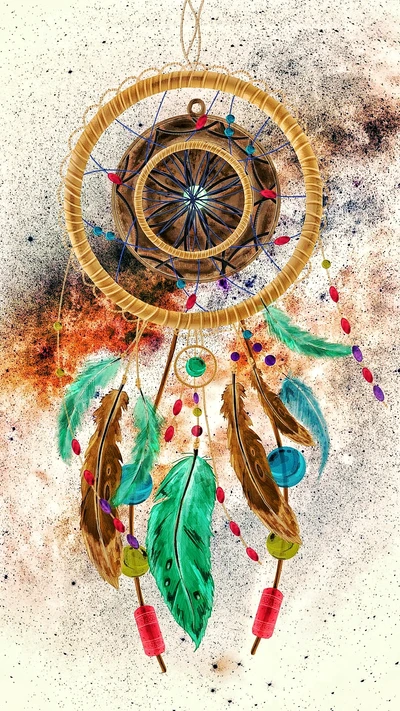 Vibrant Dreamcatcher with Colorful Feathers and Beads