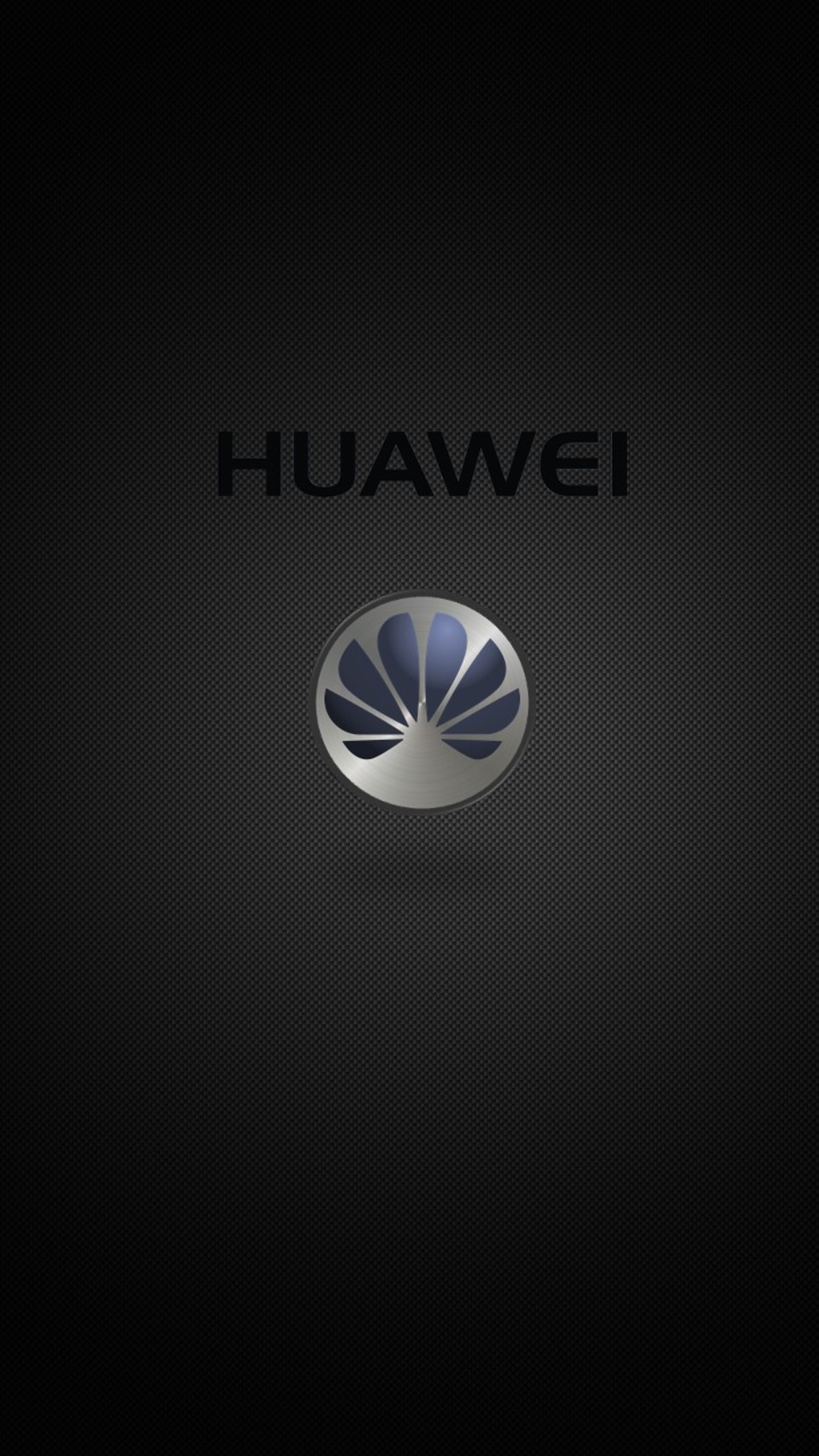 A close up of a logo on a black background (blue, carbon, huawei)