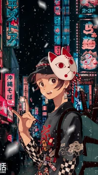 Nezuko dans un Tokyo Néon : Une aventure anime stylée