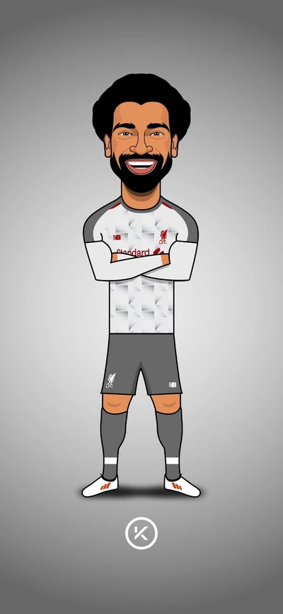 Illustration de dessin animé de Mohamed Salah en maillot de Liverpool