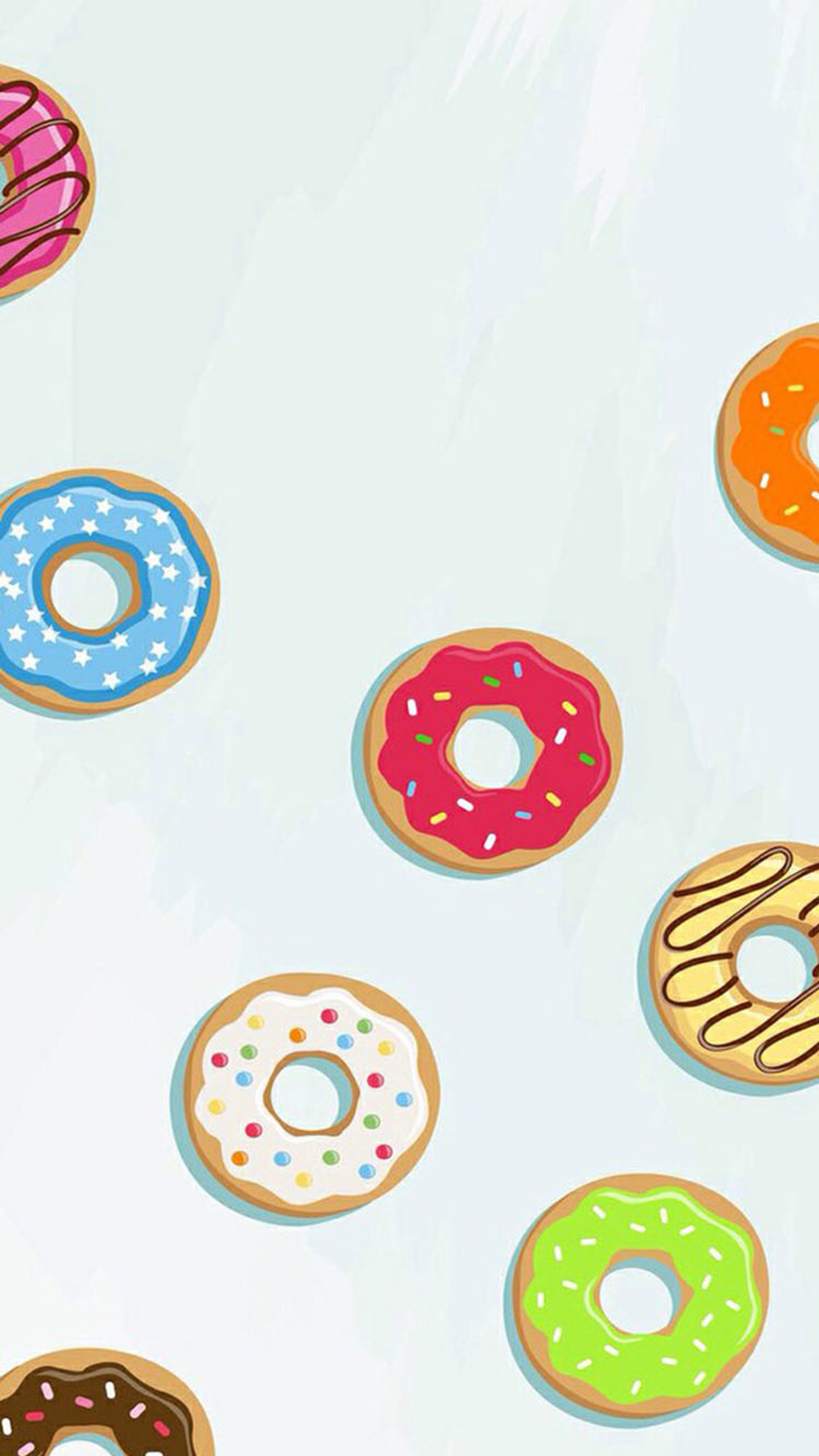 Hay muchos donuts de diferentes colores sobre una superficie blanca (hacer, nueces)