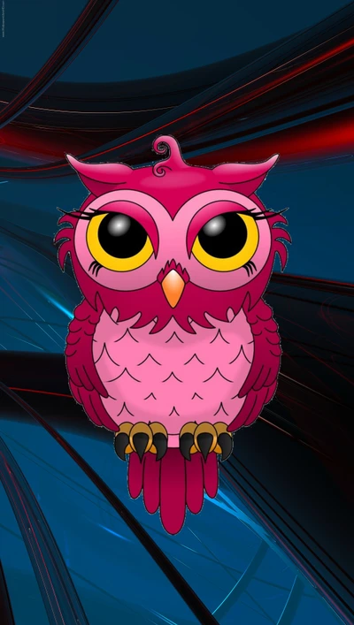 Hibou rose abstrait sur un fond sombre