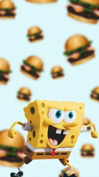 SpongeBob SquarePants Perseguindo Alegremente Cangreburgers