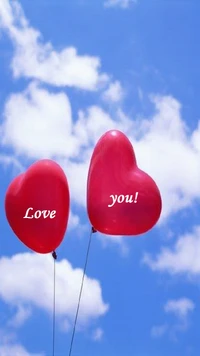 ballon, hearts, love you wallpaper