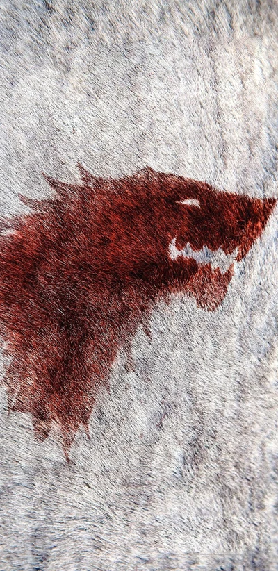 Emblème abstrait de loup avec des accents rouge sang