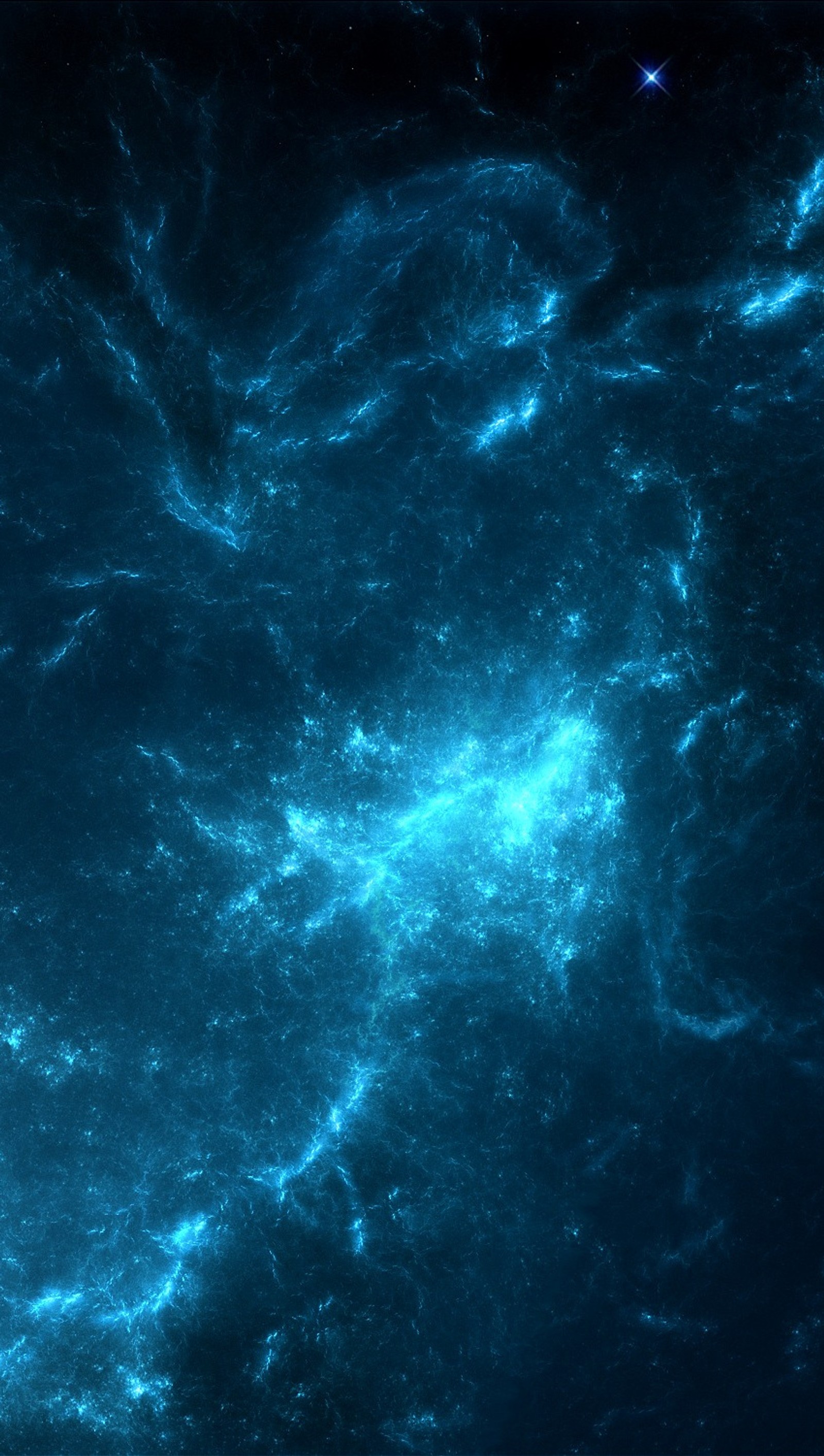 Imagem abstrata de uma nebulosa azul com uma estrela no meio (incrível, azul, legal, galáxia, nebulosa)