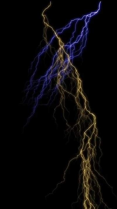 Striking Blue and Gold Lightning Against a Dark Background