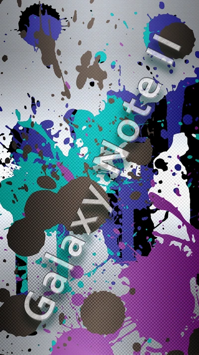 Arte de respingos colorida com tons de azul, roxo e preto, projetada para Samsung Galaxy Note II.