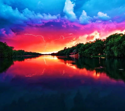 Reflexiones tranquilas del atardecer sobre un lago sereno