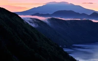 sonnenuntergang, gebirgige landformen, natur, hochland, gebirgskette