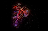 motorcycle, motocross, darkness, graphic design, space wallpaper