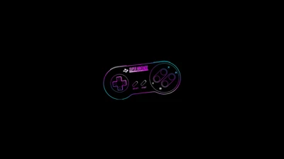 Controlador Super Nintendo minimalista em fundo preto