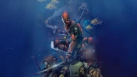 Deadpool: Der Söldner mit Mund, Bewaffnet mit Waffen und Katana in einem Unterwasserabenteuer