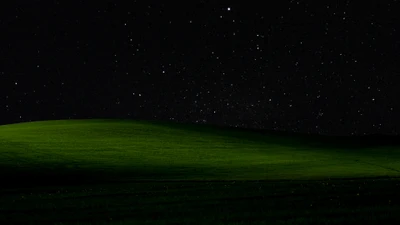 Midnight Green Landscape Under a Starry Sky