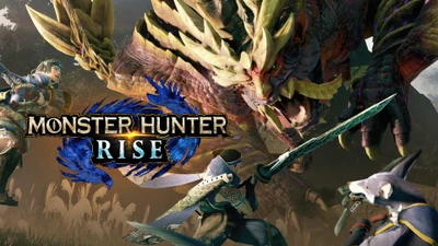 Batalla épica contra un temible dragón en Monster Hunter Rise.