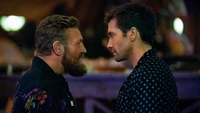 Conor McGregor and Jake Gyllenhaal face off in a tense moment from "Road House.