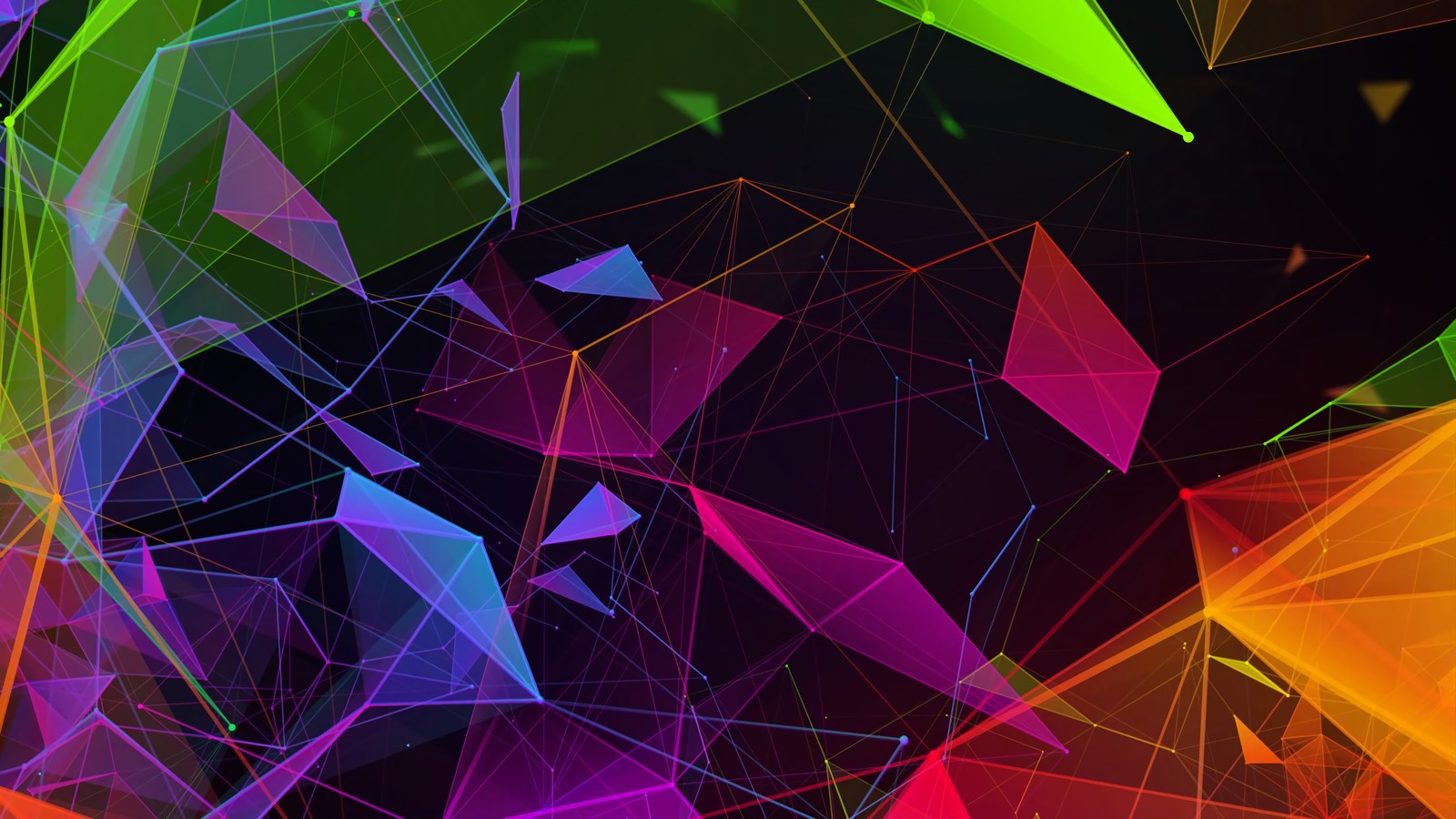 A close up of a colorful abstract background with many triangles (razer, digital art, colorful, abstract)