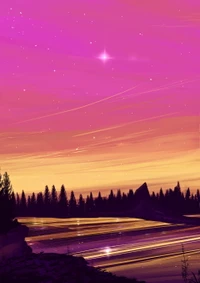 afterglow, purple, sunset, pink, evening wallpaper