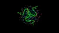 Razer Snake Logo in Vibrant Green and Black Background