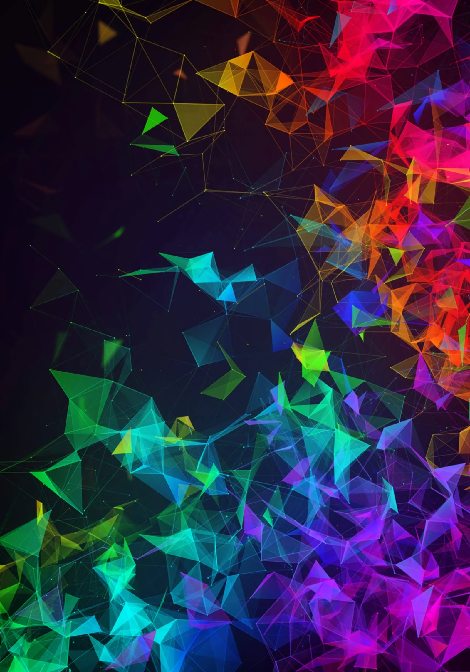 A close up of a colorful abstract background with triangles (colores, razer)