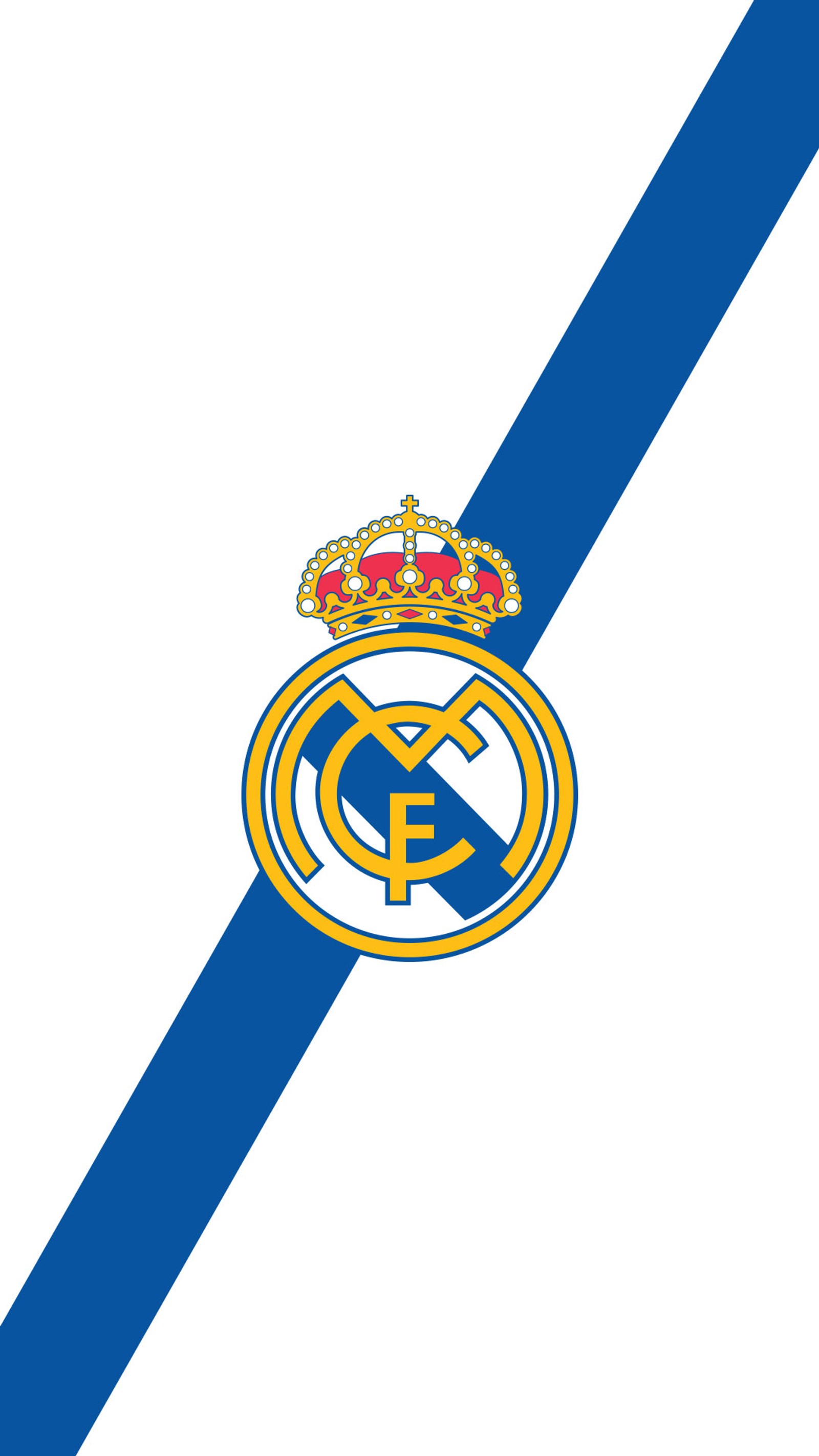 Um close de um fundo listrado azul e branco com uma coroa em cima (azul, cr7, futebol, realmadrid, samsung)