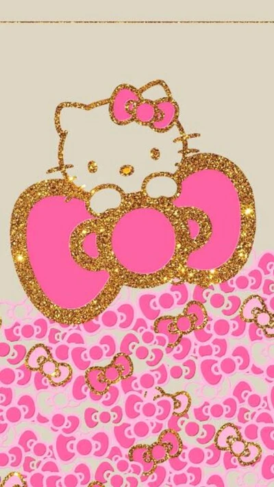 Design brilhante da Hello Kitty com laço rosa e fundo