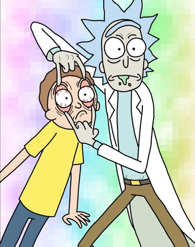 desenho animado, cartoonified portrait, morty, rick, rick e morty