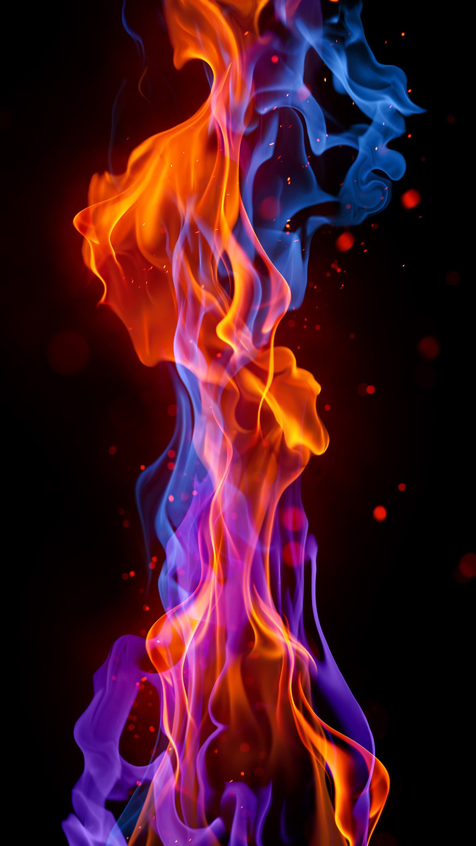 A close up of a fire with a black background (1080p, abstract, colorful, fire, flame)