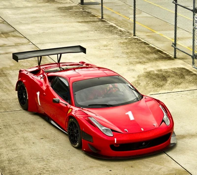 Ferrari 458 Challenge Vermelho: Um Ícone de Corrida em Alta Velocidade